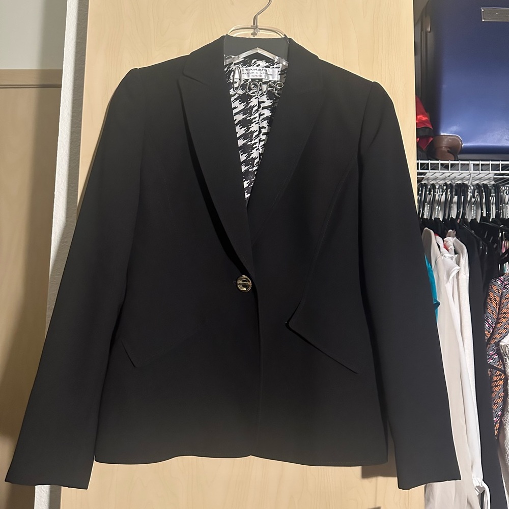 Black Blazer & Pant Petite Tahari Set
